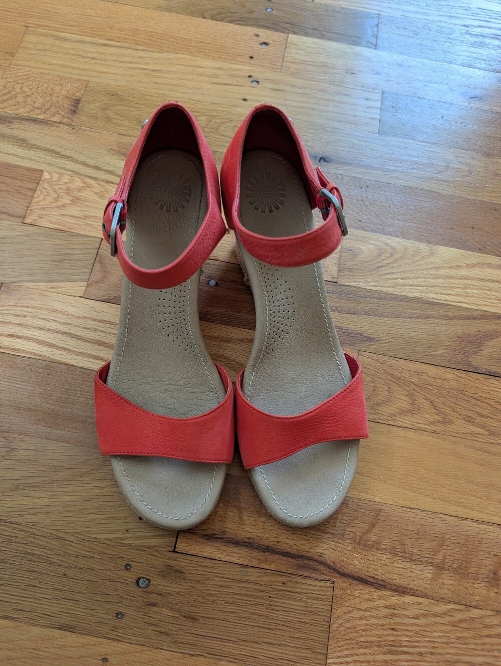 UGG Red Stripe Espadrille Wedge Sandals - Picture 2 of 8